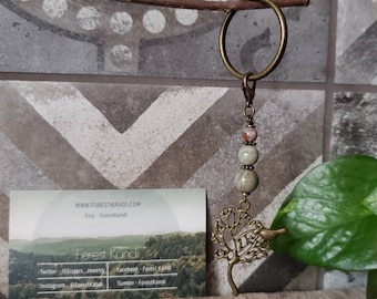 Tree of Life Keychain, Opal and Jasper