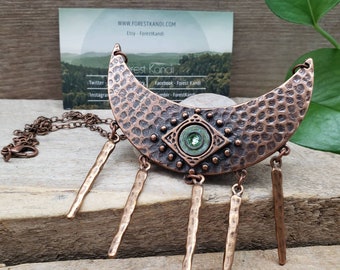 Womans Necklace, Copper and Peridot Birthstone Necklace, Peridot