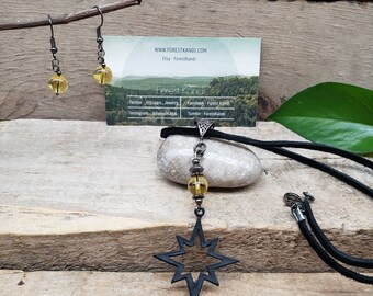 Birthstone Necklace and Earrings Set, Citrine