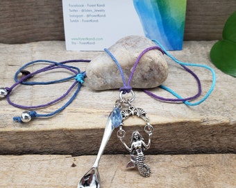 Spoonie Necklace, Mermaid Pendant Crystal Spoon Necklace