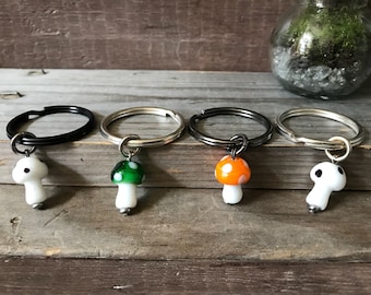 Glass Mushroom Custom Silver Keychain