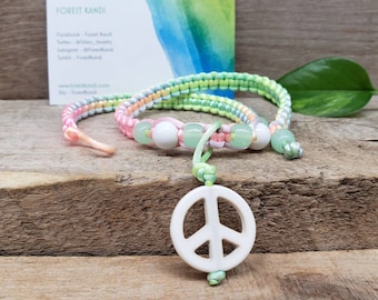 Peace Sign Choker Rainbow Rave Necklace