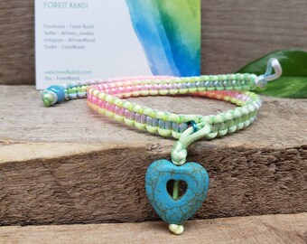 Heart Choker Pastel Rainbow Rave Necklace