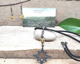 Citrine Womens Necklace and Earrings Set