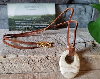 Picture Jasper Leather Necklace
