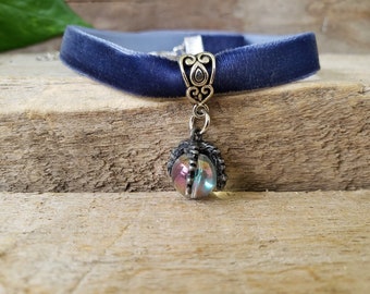 Velvet Choker, Dragon Crystal Ball Necklace