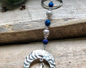 Moon and Star Keychain