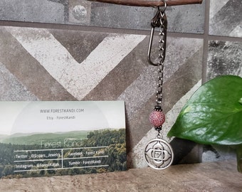 Red Dragon Vein Agate Hematite Keychain