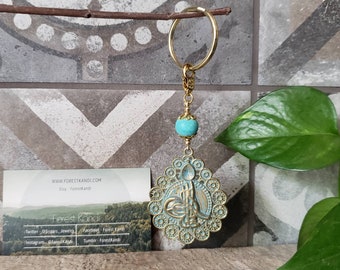 Turquoise Tughra Pendant Keychain