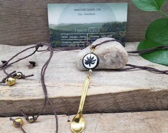 Spoonie Necklace, Leaf Pendant Necklace