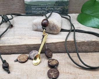 Spoonie Necklace, Olive Green Paracord Mens Spoon Necklace