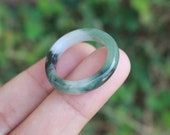 Jade Ring White Green US Size 9.5 NRL021 Jadeite Ring Simple Jade Ring Jade Band Jadeite Band Green Jade Green Jadeite Natural Ring Stone