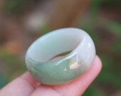 Jade Ring Thumb Ring White Green US Size 12 MTT006 Jadeite Ring Simple Jade Ring Jade Band Jadeite Band Green Jade White Jadeite For Her