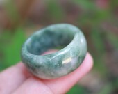 Jade Ring Thumb Ring White Green US Size 12 MTT011 Jadeite Ring Simple Jade Ring Jade Band Jadeite Band Green Jade White Jadeite For Her