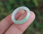 Jade Ring White With Green Apple Hues US Size 7 NRL008 Jadeite Ring Simple Jade Ring Jade Band Jadeite Band Green Jade Green Jadeite Natural