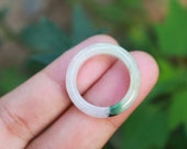 Jade Ring White With Dark Green Patch US Size 6.75 MTS619 Jadeite Ring Simple Jade Ring Jade Band Jadeite Band White Jade White Natural Jade