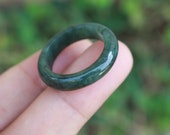 Jade Ring Dark Green US Size 8.75 NRL006 Jadeite Ring Simple Jade Ring Jade Band Jadeite Band Green Jade Green Jadeite Natural Ring