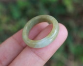 Jade Ring Moss Green White US Size 7.5 NRL013 Jadeite Ring Simple Jade Ring Jade Band Jadeite Band Green Jade Green Jadeite Natural Ring