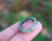 Jade Ring Light Green Milky White US Size 6 MTS629 Jadeite Ring Simple Jade Ring Jade Band Jadeite Band Green Jade Green Jadeite White Jade