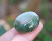 Jade Ring Thumb Ring White Green US Size 9 MTT001 Jadeite Ring Simple Jade Ring Jade Band Jadeite Band Green Jade White Jadeite For Her