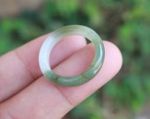 Jade Ring White Mixed Green US Size 7.25 NRL028 Jadeite Ring Simple Jade Ring Jade Band Jadeite Band Green Jade Green Jadeite Natural Ring