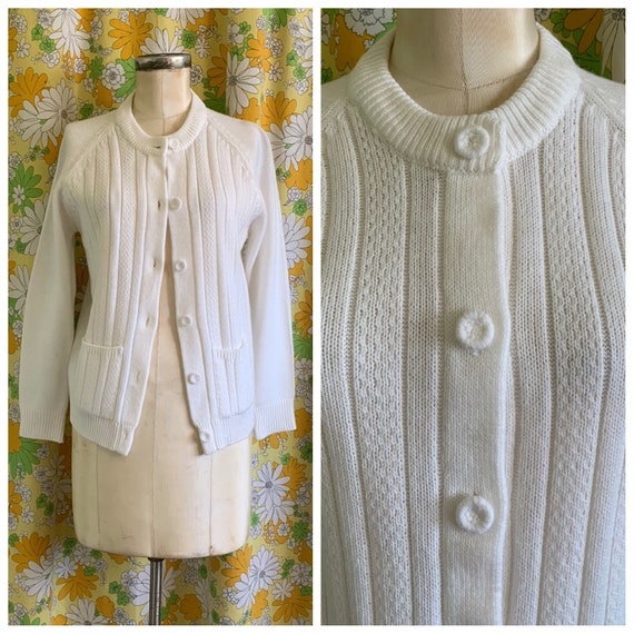 Vintage 90s Philadelphia Cable Knit Cardigan Hand Made Phillies Cardigan Sweater Shawl Collar Philadelphia Zip Up Sweater Oversized White