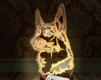 German Shepherd LED 3D Lamp, German Shepherd Gift, GSD Night Light, German ShepherdDecor,  Dog Mom, Dog Lover Gift, Gifts under 30, GSD