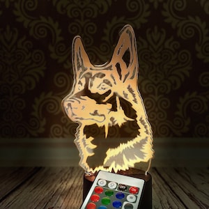 German Shepherd LED 3D Lamp, German Shepherd Gift, GSD Night Light, German ShepherdDecor,  Dog Mom, Dog Lover Gift, Gifts under 30, GSD