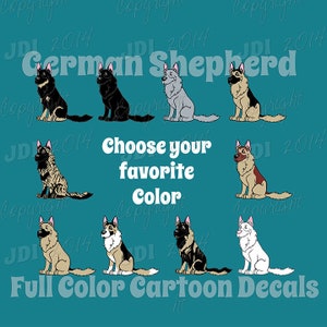 German Shepherd, Dutch Shepherd, King Shepherd, Black Shepherd, White Shepherd, Belgian Malinois, Cartoon Decal Sticker, Dog Lover Gift