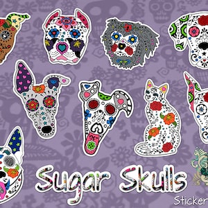 Great Dane Stickers, Sugar Skull, Colorful, Tumbler Sticker, Great Dane, Pit Bull, Greyhound, Cat, Crazy Dog Lady, Cat Lady, Gift Idea