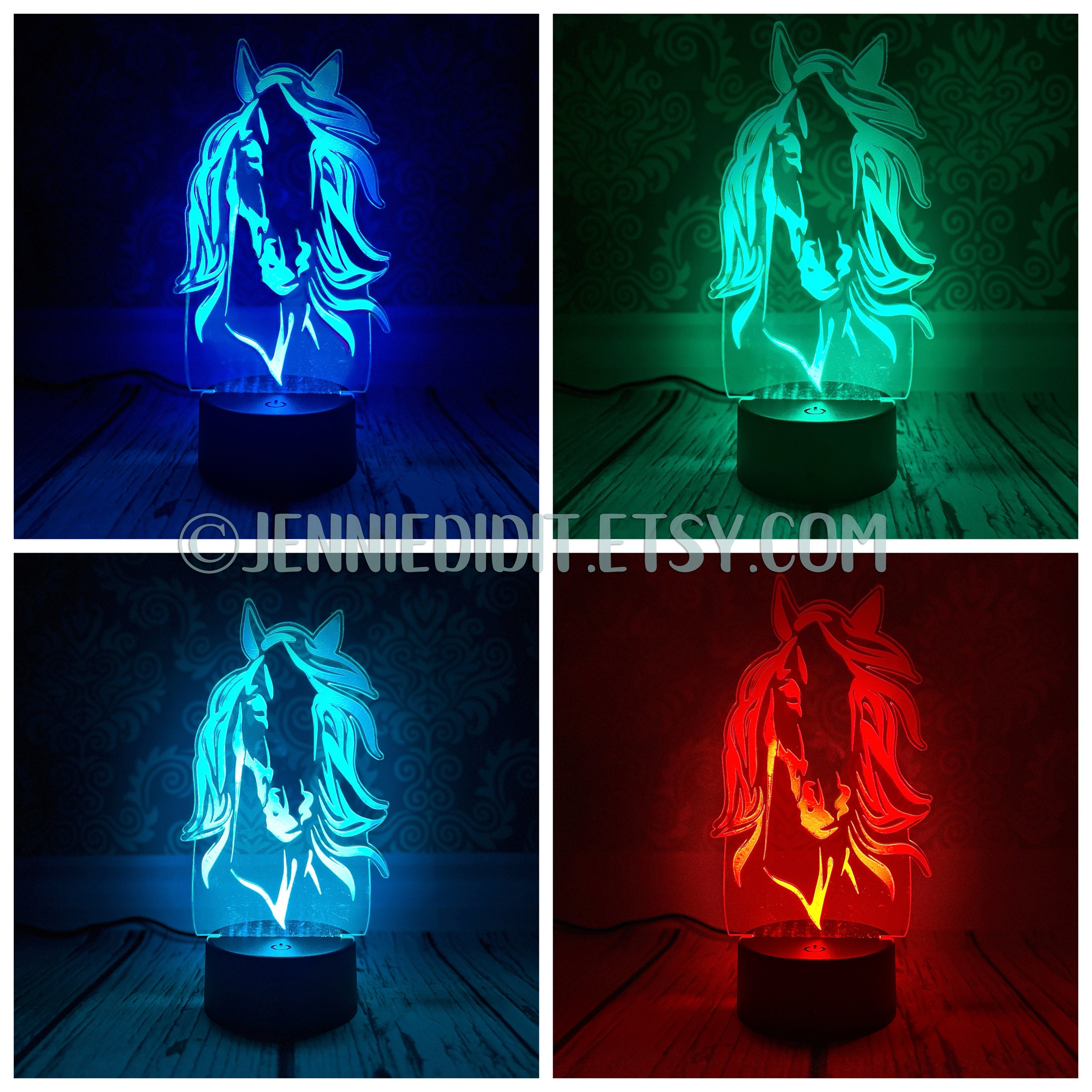 Comiwe Cavallo (A) Luce Notturna di Illusione 3D,16 Colori Controllo Touch e Telecomando,Lampada da Comodino Tavolo LED per Decorazioni la Casa,Regalo Creativo per Ragazze,Ragazzi,Bambini Famiglia
