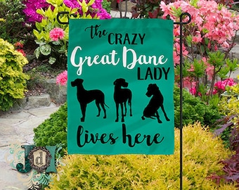 Crazy Great Dane Lady Double Sided Garden Flag, Crazy Dog Lady, Dog Lady Decor, Great Dane Decor, Dog Mom Gift, Dog Lover Gift
