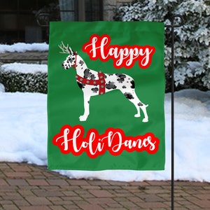Great Dane Garden Flag, Dog Garden Flag, Winter Decor, Christmas Garden Flag, Christmas Decor, Great Dane Decor,  Dog Lover Gifts under 20