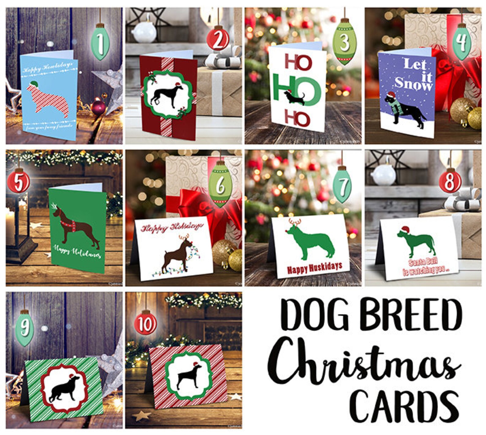 Dog Breed Christmas Card Great Dane Greeting Card Dog Card Etsy