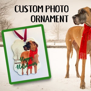 Custom Photo Ornament, Personalized Photo Ornament, Great dane, Christmas Ornament, Design Your Own Ornament, Pet Ornament, Pet Lover Gift