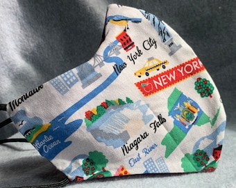 New York Pride Double-Layer Tie-back Face Mask 100% Cotton Reversible and Washable