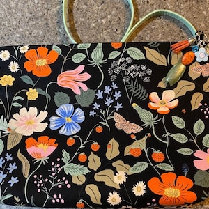 Rifle Paper Co. Floral Crossbody Bag: Handmade Canvas & Cork