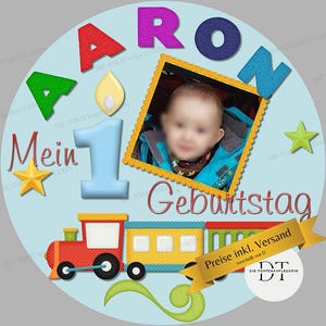 Tortenaufleger zum Geburtstag, Zug, Lokomotive, 1. Geburtstag.... mit oder ohne Foto