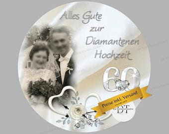 Tortenaufleger zur diamantenen Hochzeit