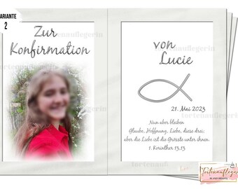 Tortenaufleger zur Konfirmation, Taufe Buch mit oder ohne Foto