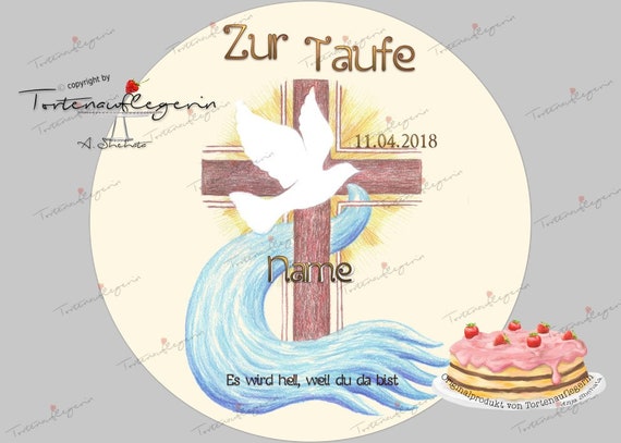 Tortenaufleger Zur Taufe Kommunion Konfirmation Und Mehr Etsy