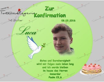 Tortenaufleger zur Konfirmation, Firmung, Jugendweihe, Taufe, Kommunion mit oder ohne Foto