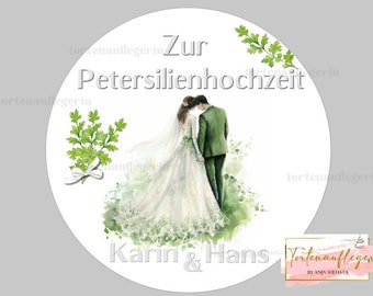 Tortenaufleger zur Petersilienhochzeit, Hochzeit, Liebe, Heirat mit oder ohne Foto