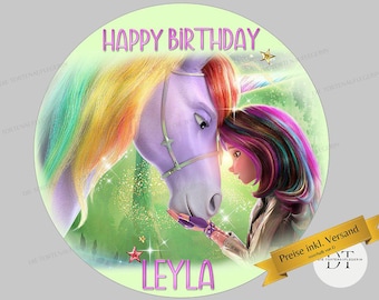 Tortenaufleger Geburtstag, Kindergeburtstag, Unicorn, Academy
