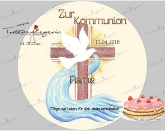 Tortenaufleger zur Kommunion oder Konfirmation, Taufe