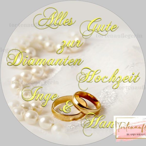 Cake topper pour noces de diamant, mariage, amour, mariage avec ou sans photo