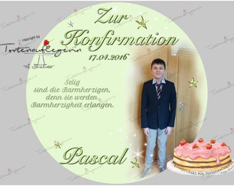 Tortenaufleger zur Konfirmation, Kommunion, Firmung, Jugendweihe mit oder ohne Foto