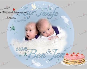 Cake topper for baptism, communion, confirmation and more with or without a photo