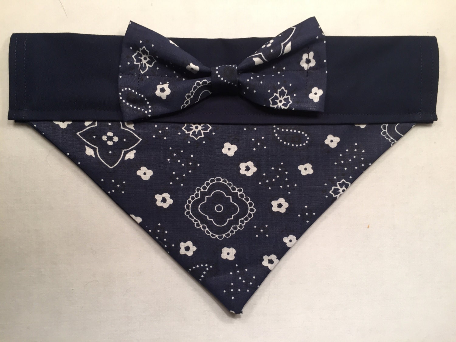Dog Bandana Navy Paisley Print with Bow Etsy