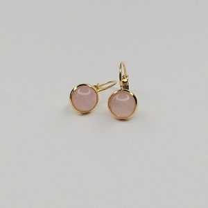 Small round earrings, rose quartz earrings, pink, gemstone earrings, 8 mm, rose quartz earrings, pink earrings, wedding, gold earrings